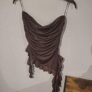 Elegant Brown Ruched Top
